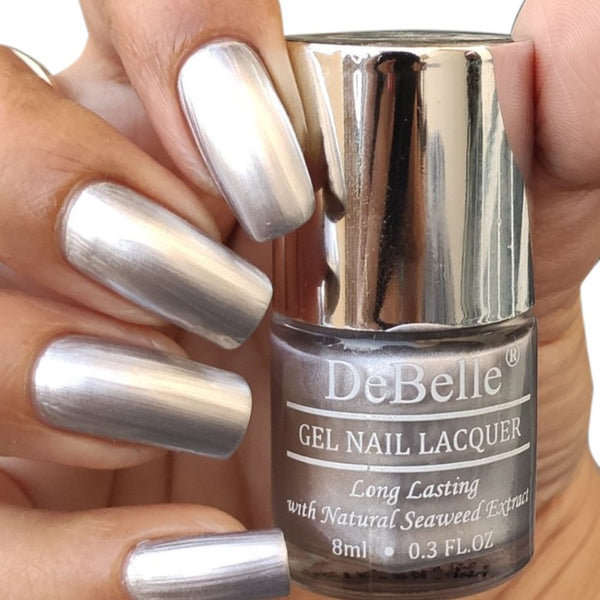 DeBelle Gel Nail Lacquer Chrome Silver - (Metallic Silver Nail Polish) , 8ml