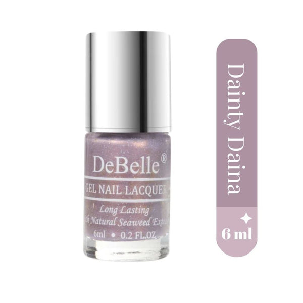 DeBelle Gel Nail Lacquer Dainty Diana(Purple with Holo Shimmer Nail Polish), 6 ml