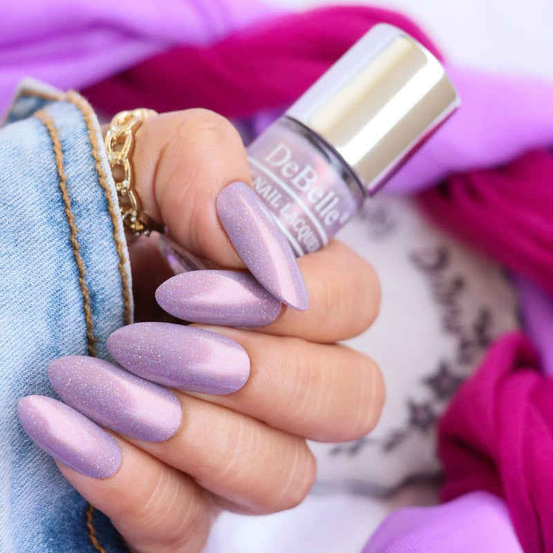 DeBelle Gel Nail Lacquer Dainty Diana(Purple with Holo Shimmer Nail Polish), 6 ml