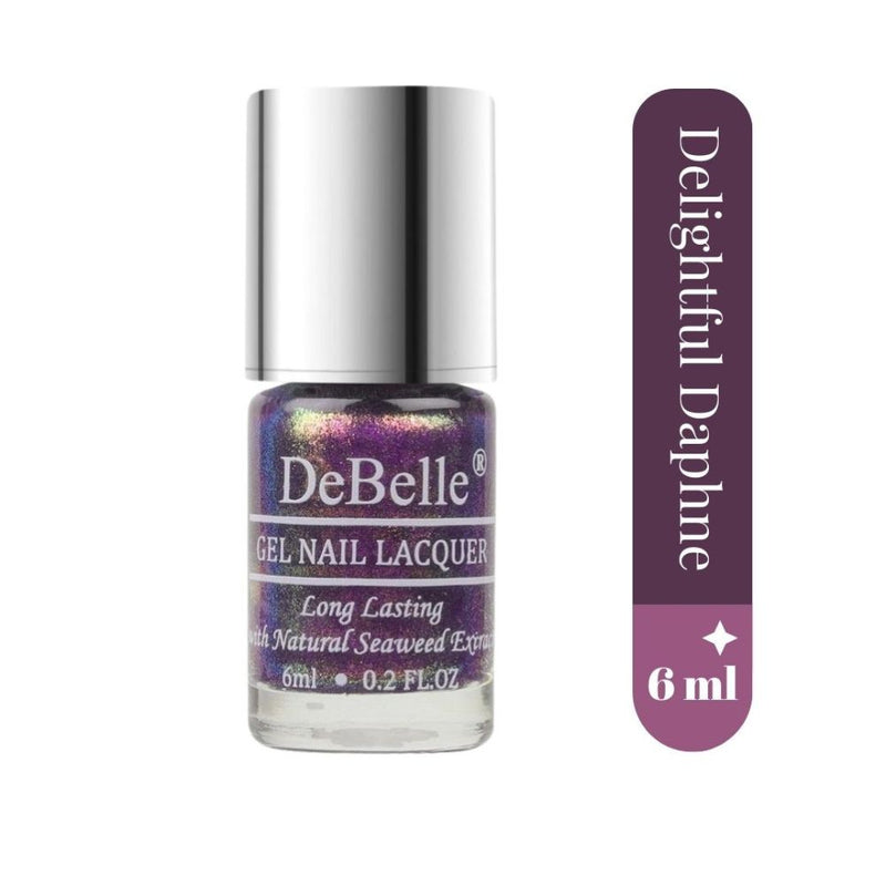 DeBelle Gel Nail Lacquer Delightful Daphne (Duo Holo Purple Glitter Nail Polish), 6 ml