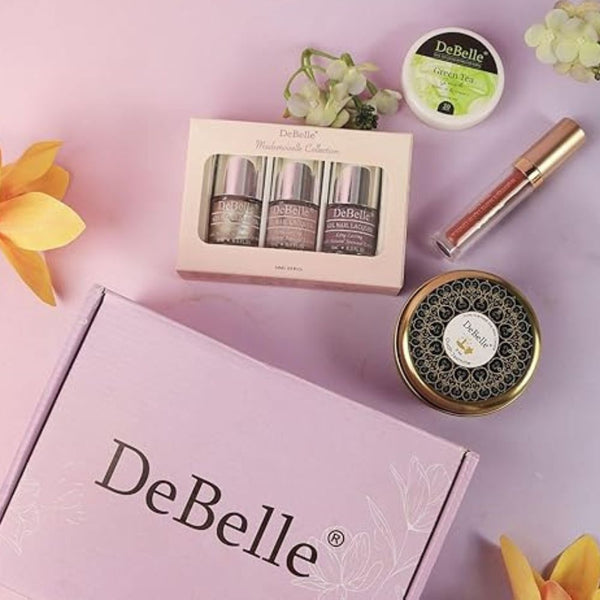 DeBelle Compact Beauty Gift Set – Lipstick, Nail Polish & Remover Wipes | Perfect Mini Gift Kit for Women