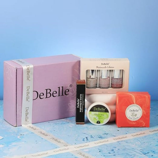 DeBelle Compact Beauty Gift Set – Lipstick, Nail Polish & Remover Wipes | Perfect Mini Gift Kit for Women