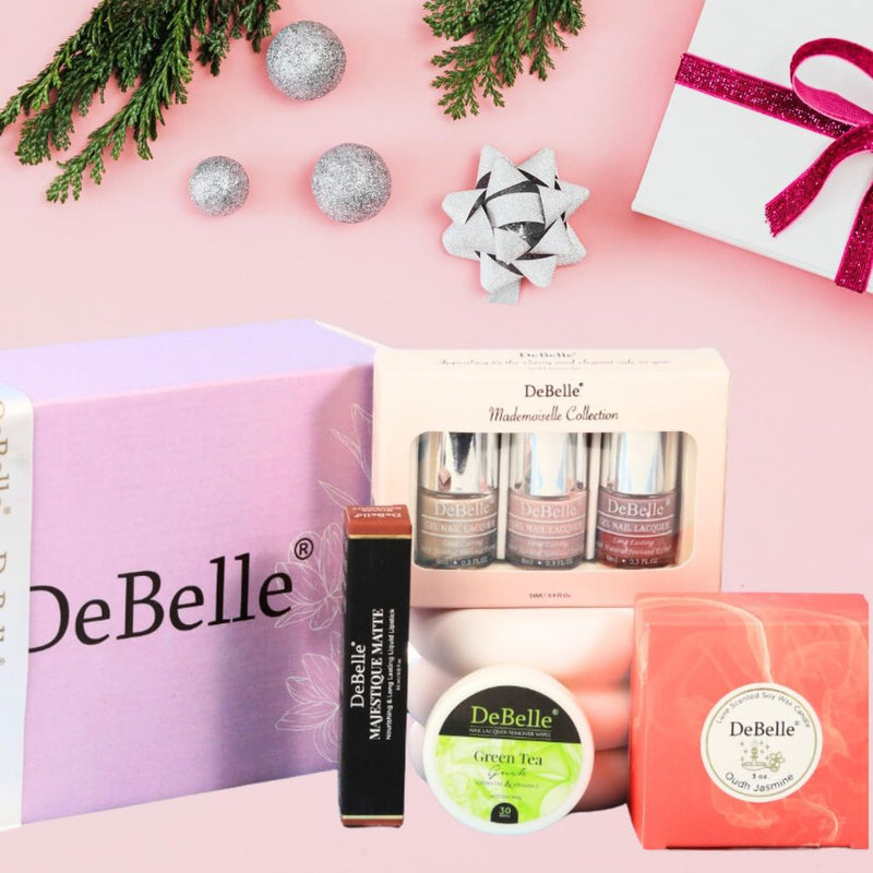 DeBelle Compact Beauty Gift Set – Lipstick, Nail Polish & Remover Wipes | Perfect Mini Gift Kit for Women