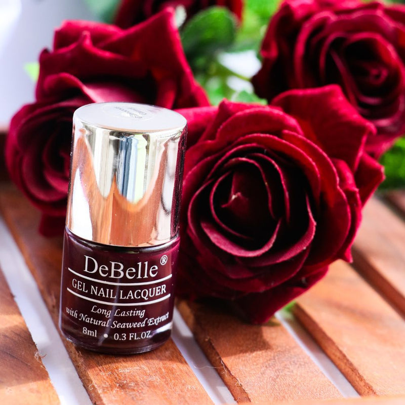 DeBelle Gel Nail Lacquer Glamorous Garnet - (Deep Maroon Nail Polish), 8ml
