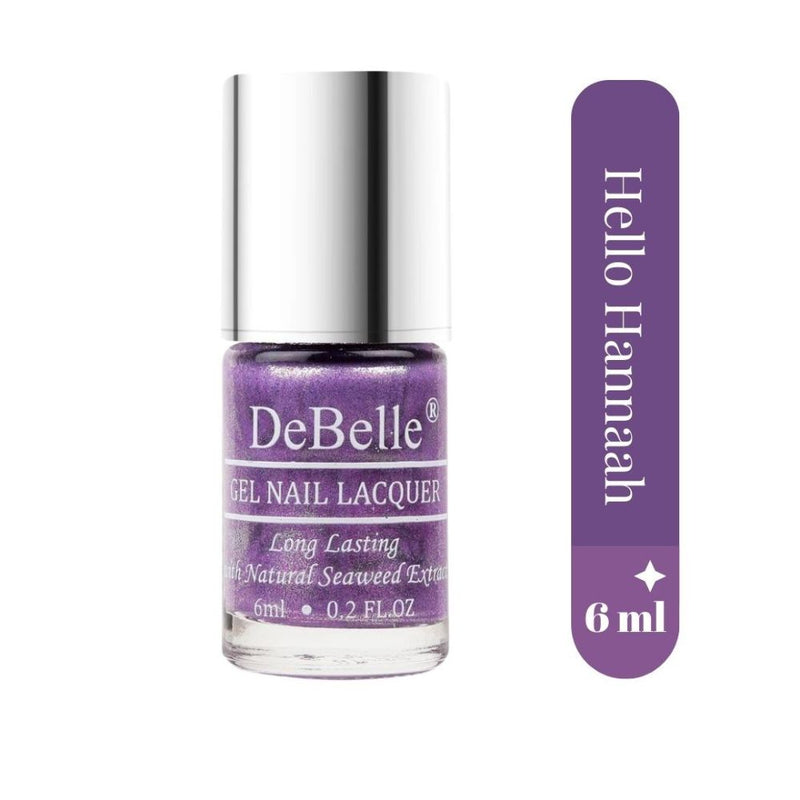 DeBelle Gel Nail Lacquer Hello Hannaah (Light Purple with Gold Micro Shimmer Nail Polish), 6 ml