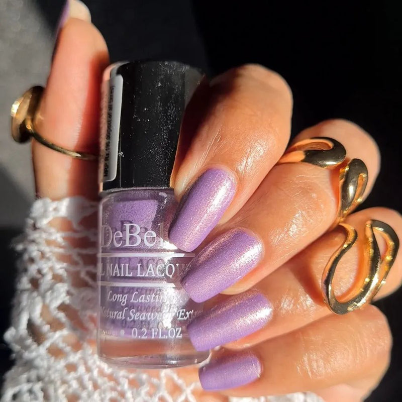 DeBelle Gel Nail Lacquer Hello Hannaah (Light Purple with Gold Micro Shimmer Nail Polish), 6 ml