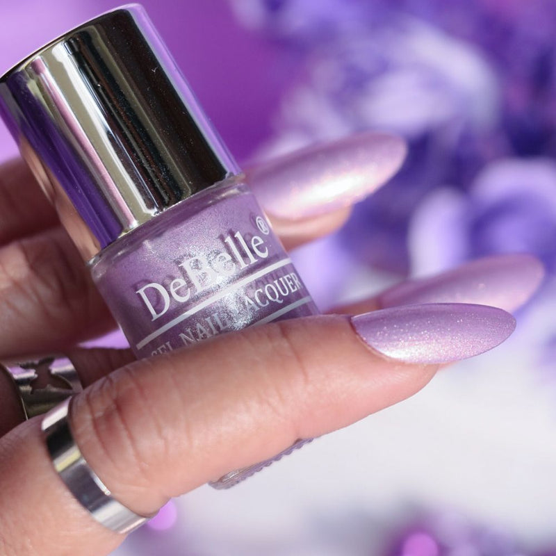 DeBelle Gel Nail Lacquer Hello Hannaah (Light Purple with Gold Micro Shimmer Nail Polish), 6 ml