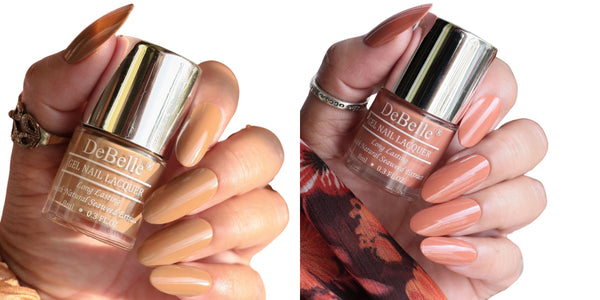 DeBelle Gel Nail Lacquers combo of 2-Carmel Auburn & Maple Tan - DeBelle Cosmetix Online Store