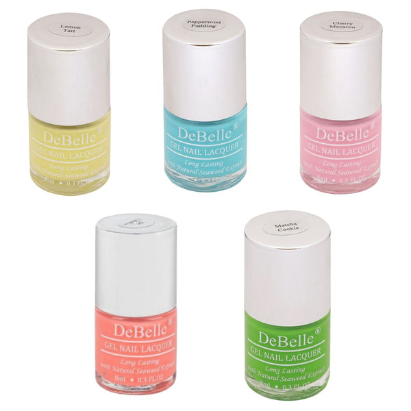 DeBelle Gel Nail Lacquers Combo set of 5 - Kiwi Lime Pastels