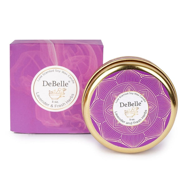 DeBelle Luxe Scented Soy Wax Candle Lavender & Fresh Herbs