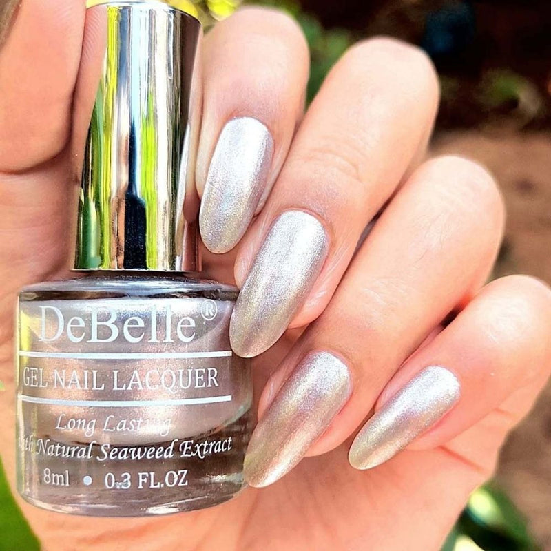 DeBelle Gel Nail Lacquer Little Mermaid(Metallic Pearl Pink with Silver), 8ml