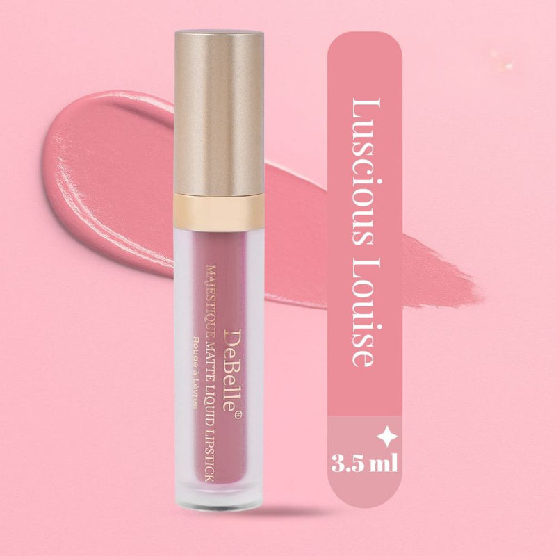 DeBelle combo of 3 Majestique Matte Liquid Lipstick(Luscious Louise), Remover Wipes( Green Tea Gush), Nail Polish(Rose Aurelia)
