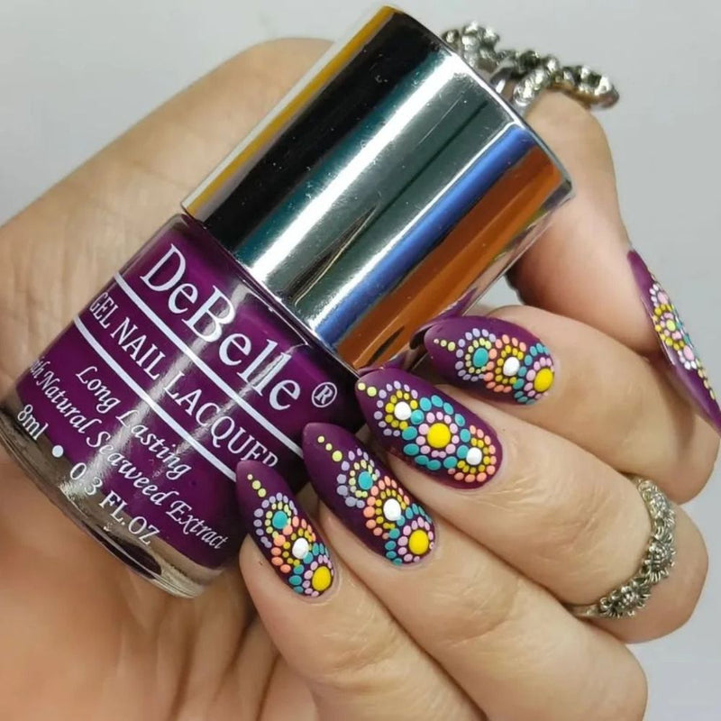 DeBelle Nail Art Manicure Kit (Nail Primer, Top & Base Coat, Bleu Allure, Luxe Lotus)