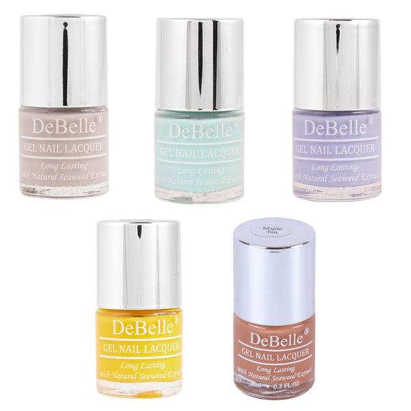 DeBelle Gift Set Macaroon Squad - Combo of 5 Pastel Nail Shades