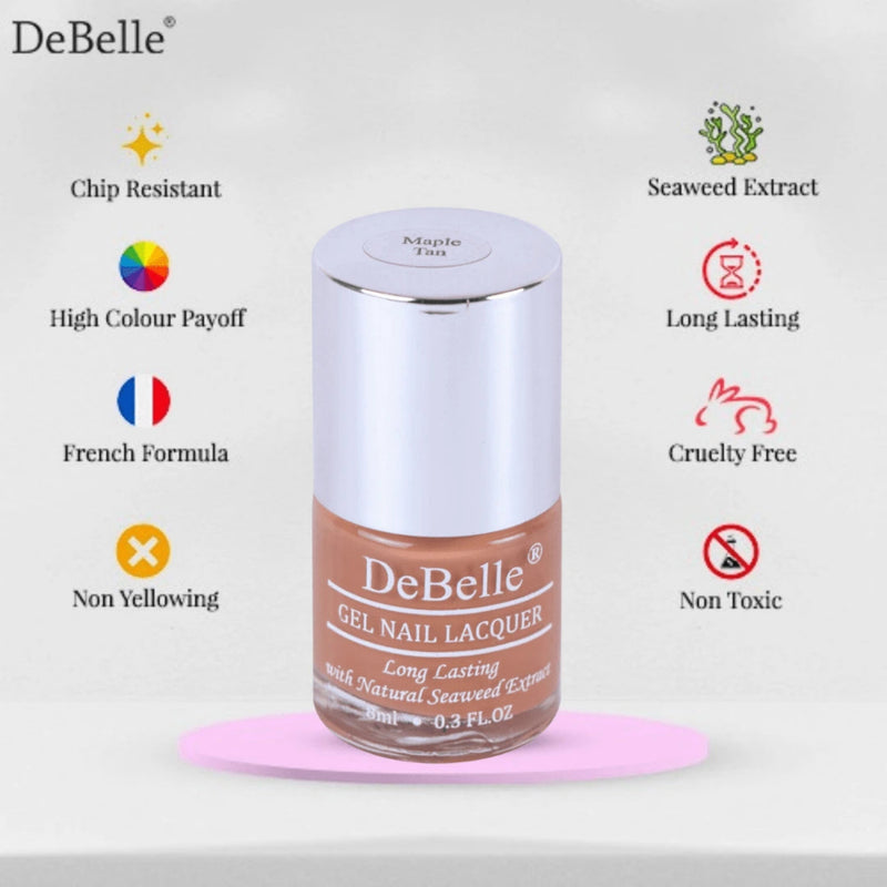 DeBelle Gel Nail Lacquers combo of 2-Carmel Auburn & Maple Tan