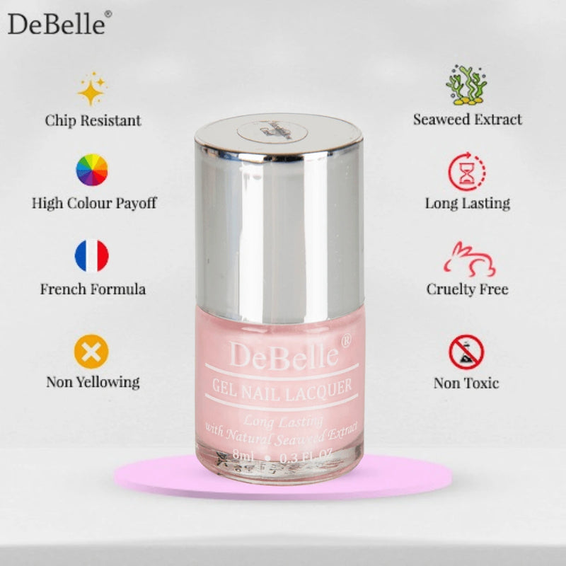 DeBelle Gel Nail Lacquer Marshmallow Crush - (Pearl Baby Pink Nail Polish), 8ml