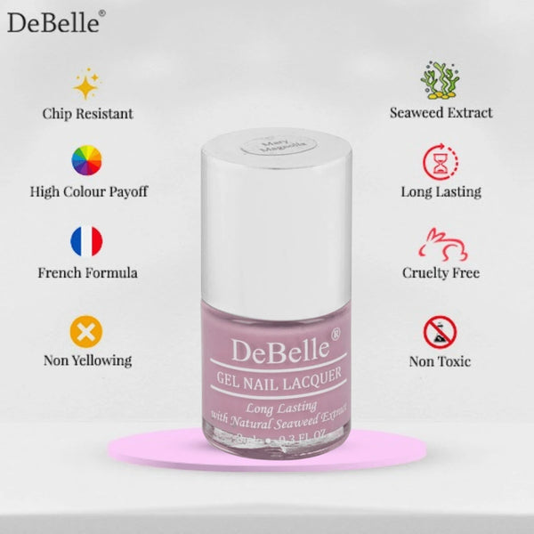 infographics of Debelle lavender color shade