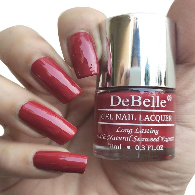 DeBelle Gel Nail Lacquer Merlot Rose (Wine Red Nail Polish), 8ml