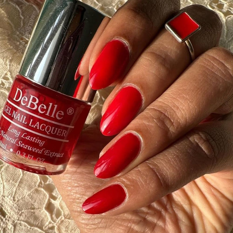 DeBelle Gel Nail Lacquer Combo Set of 3 Moulin Rouge (Maroon), Royale Cocktail (Turquoise Blue), Miss Bliss (Pink)