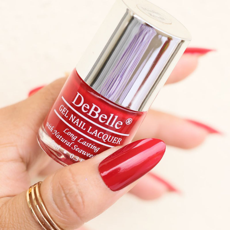 DeBelle Gel Nail Lacquer Moulin Rouge - (Dark Red Nail Polish), 8ml