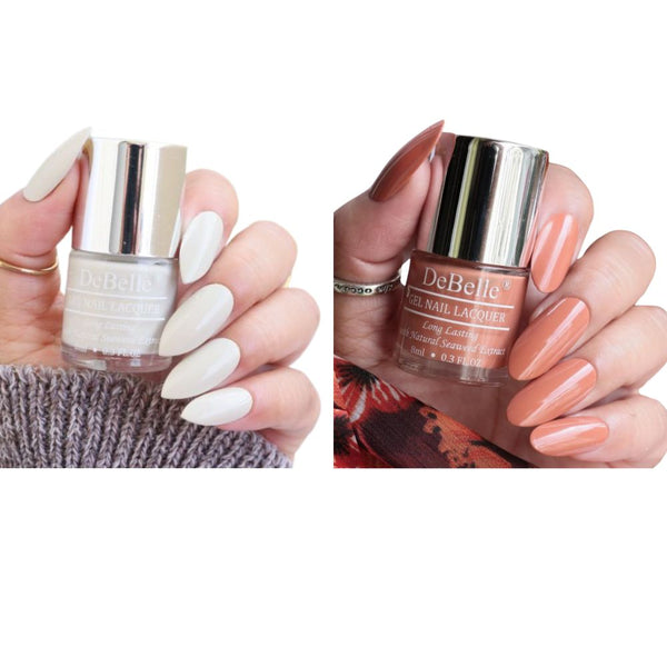 DeBelle Fleur De Pearl Gift Combo of 2 Nail Polishes (Natural Blush &Maple Tan), 16 ml