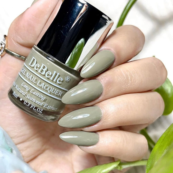 DeBelle Gel Nail Lacquer Pastel Olive Jade - (Olive Green Nail Polish), 8ml