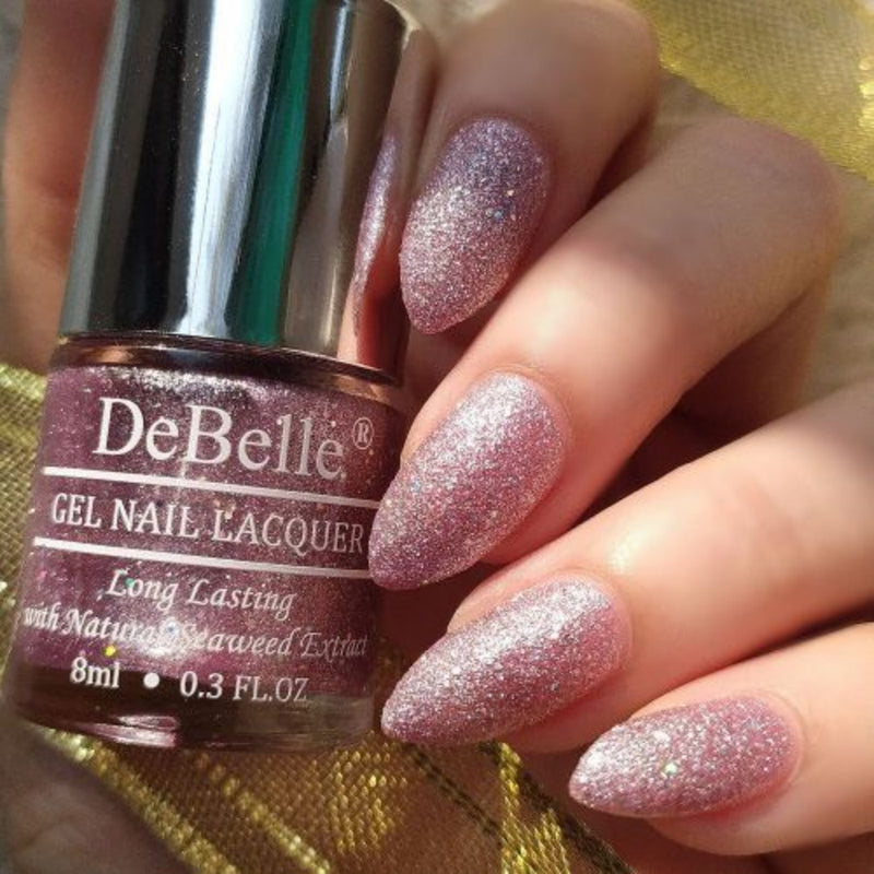 DeBelle Gel Nail Lacquer Ophelia - (Lavender with Holo Glitter Nail Polish), 8ml - DeBelle Cosmetix Online Store
