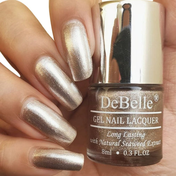 DeBelle Gel Nail Lacquer Pandora - (Blush Rose Gold Glitter Nail Polish), 8ml