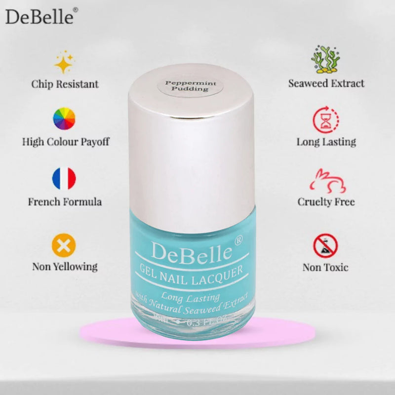 DeBelle Gel Nail Lacquer Peppermint Pudding (Mint Green), 8ml