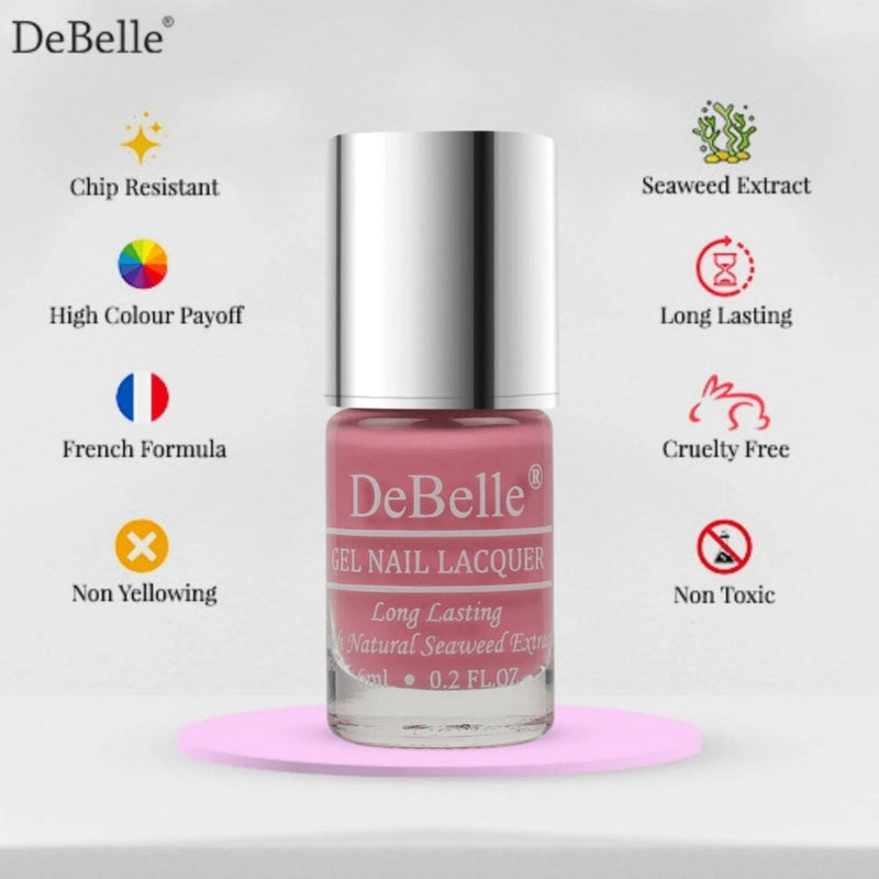 DeBelle Gel Nail Lacquer Plush Paula (Suede Pink Mauve Nail Polish), 6 ml