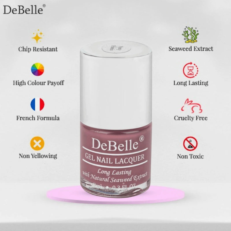 DeBelle Gel Nail Lacquer Pretty Petunia - (Vintage Mauve Nail Polish), 8ml