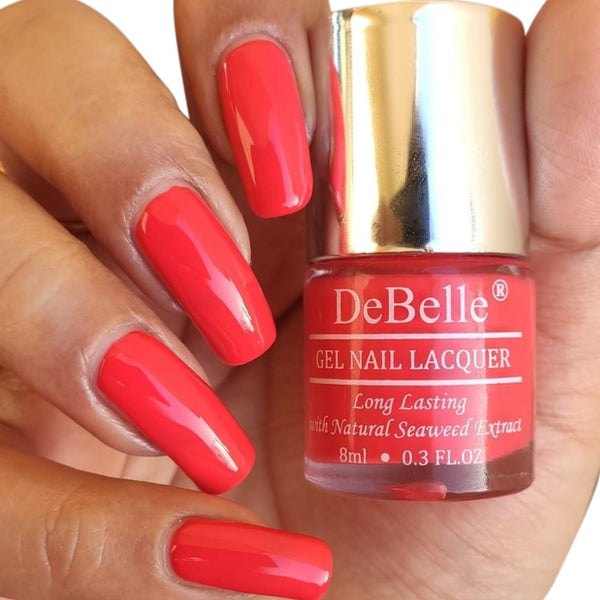 DeBelle Gel Nail Lacquer Princess Belle - (Orange Red Nail Polish), 8ml