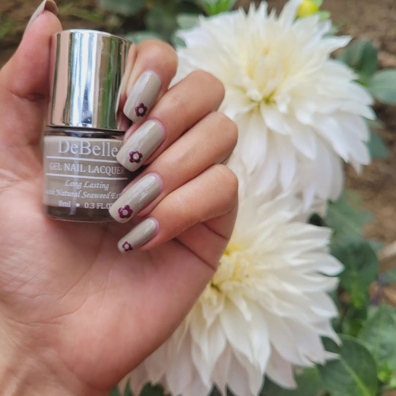 DeBelle Gel Nail Lacquer Moonstone Bloom - (Taupe Grey Nail Polish), 8ml - DeBelle Cosmetix Online Store
