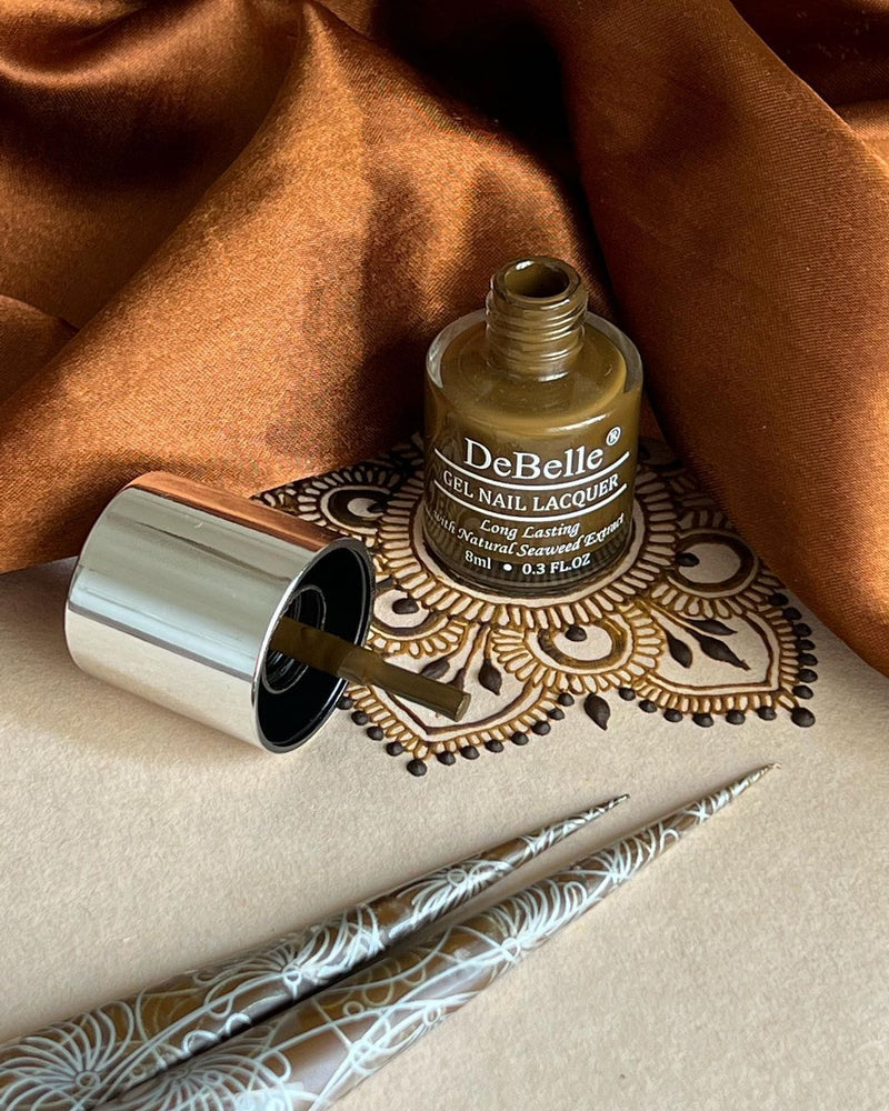 DeBelle Gel Nail Lacquer Rusty Henna (Henna Brown Nail Polish), 8ml