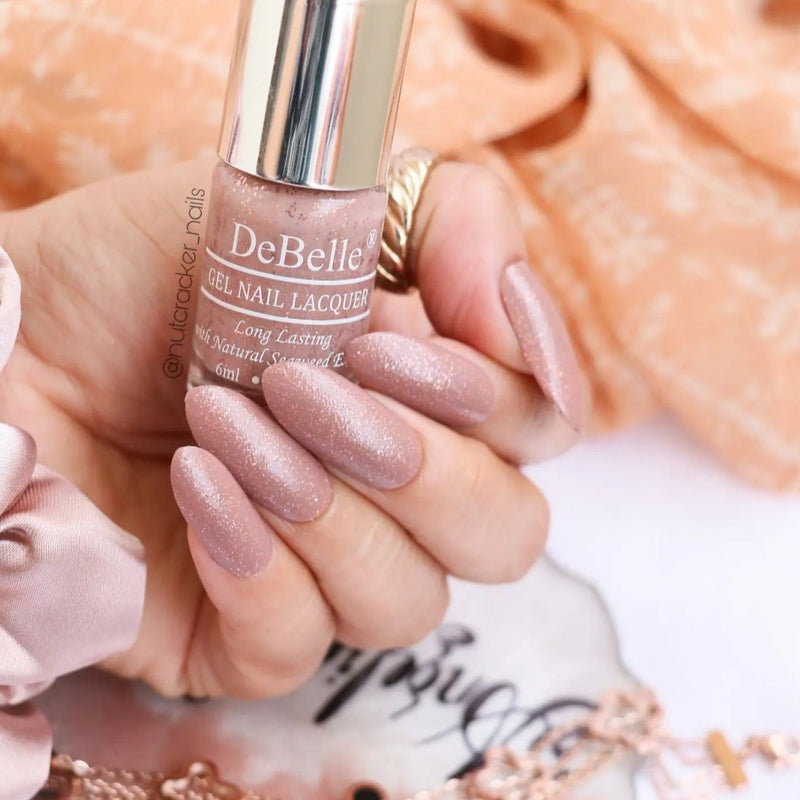 DeBelle Gel Nail Lacquer Angelic Saira (Burnt Mauve with Copper Shimmer Nail Polish) 6 ml - DeBelle Cosmetix Online Store
