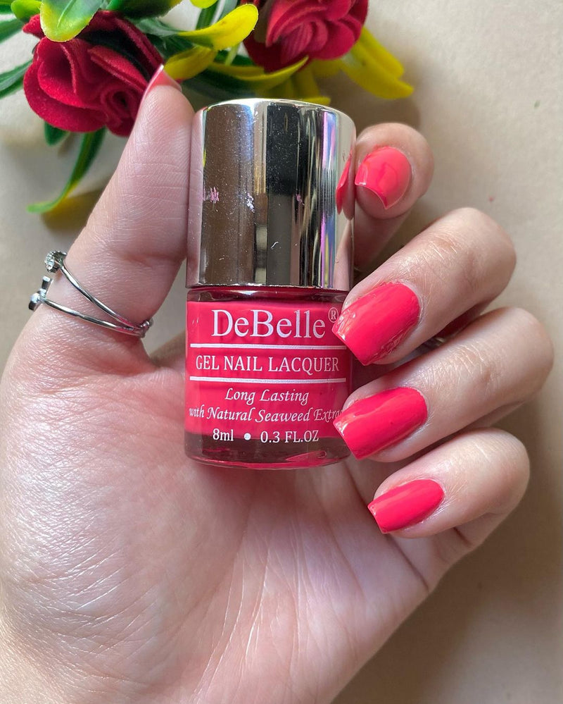 DeBelle Gel Nail Lacquer Princess Belle - (Orange Red Nail Polish), 8ml