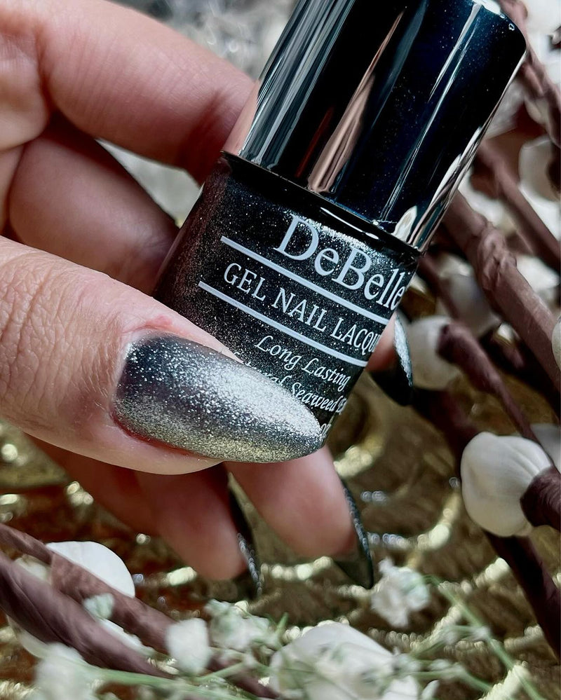 DeBelle Gel Nail Lacquer Grey Glitteratti - Silver Glitter Nail Polish
