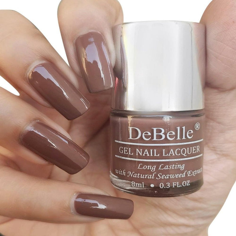 DeBelle Gel Nail Lacquer Rose Taupe (Dark Rust Brown Nail Polish), 8ml