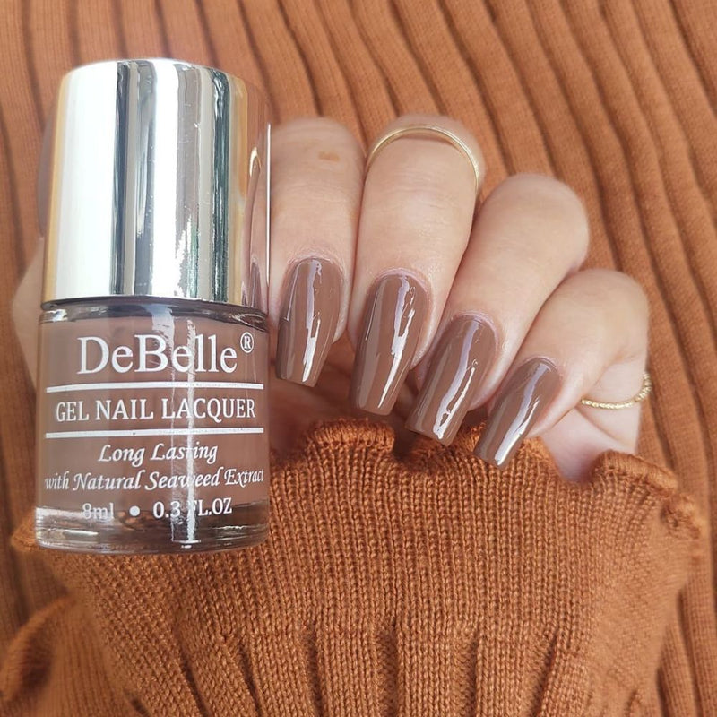 DeBelle Gel Nail Lacquer Rose Taupe (Dark Rust Brown Nail Polish), 8ml