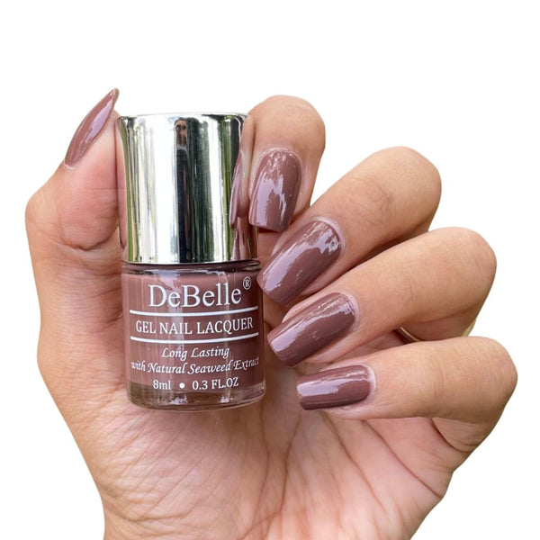 DeBelle Gel Nail Lacquer Rose Taupe (Dark Rust Brown Nail Polish), 8ml