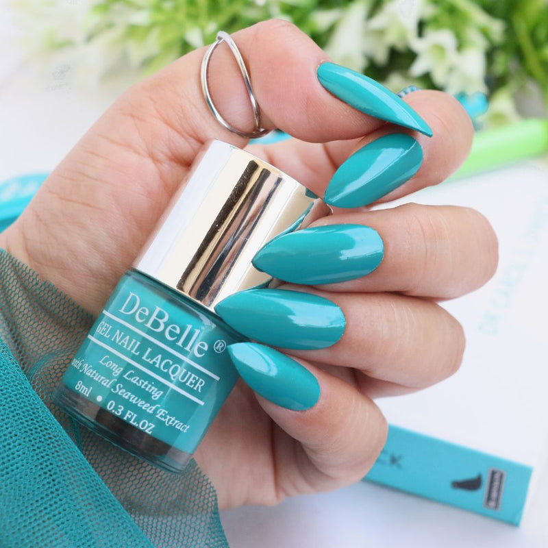 DeBelle Gel Nail Lacquer Royale Cocktail - (Turquoise Blue Nail Polish), 8ml