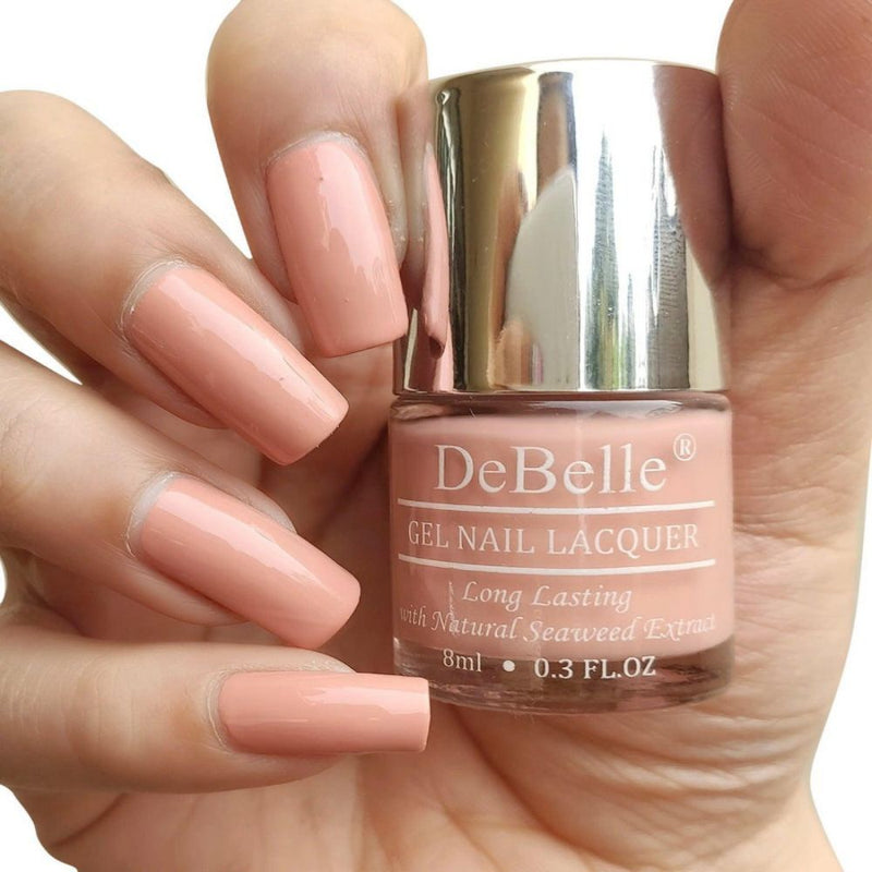DeBelle Gel Nail Lacquer Salmon Ballerina (Dusty Nude Nail Polish), 8ml