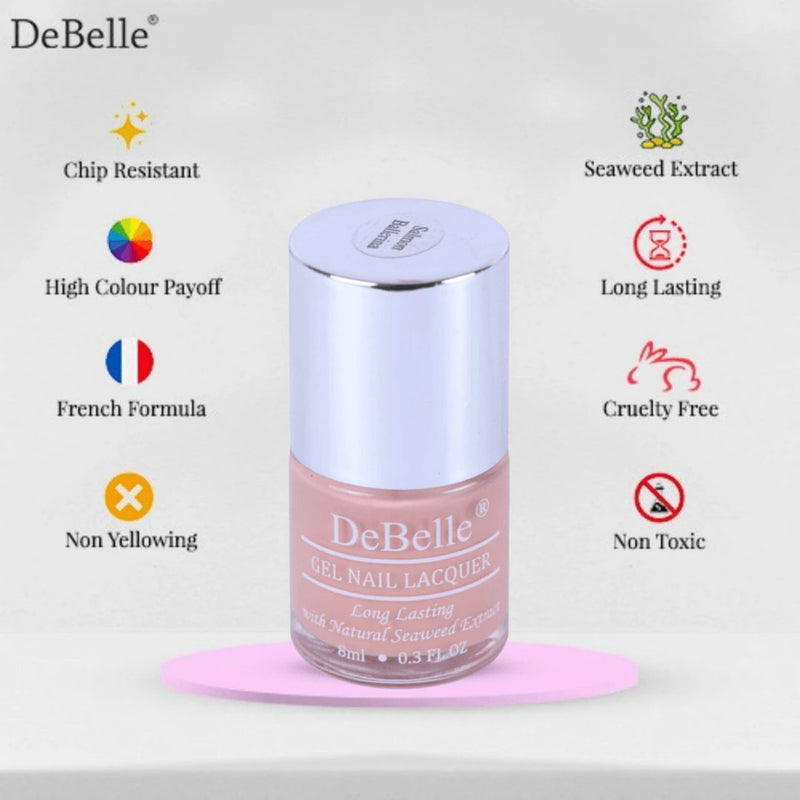 DeBelle Gel Nail Lacquer Salmon Ballerina (Dusty Nude Nail Polish), 8ml