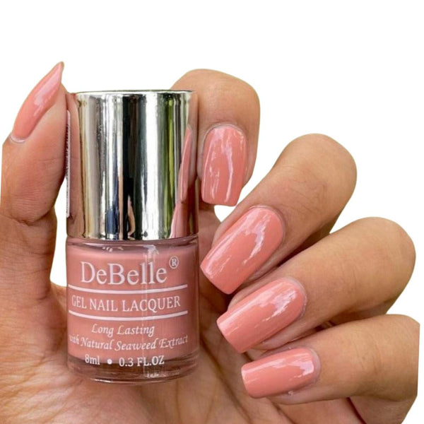 DeBelle Gel Nail Lacquer Salmon Ballerina (Dusty Nude Nail Polish), 8ml