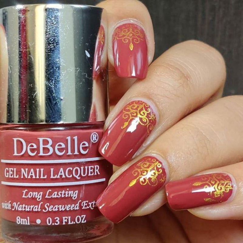 DeBelle Gel Nail Lacquers Combo of 2(Scarlet Ruby,Plum Toffee)