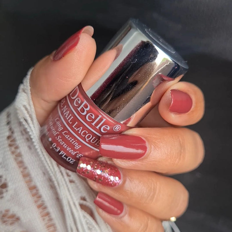 DeBelle Gel Nail Lacquers Combo of 2(Scarlet Ruby,Plum Toffee)