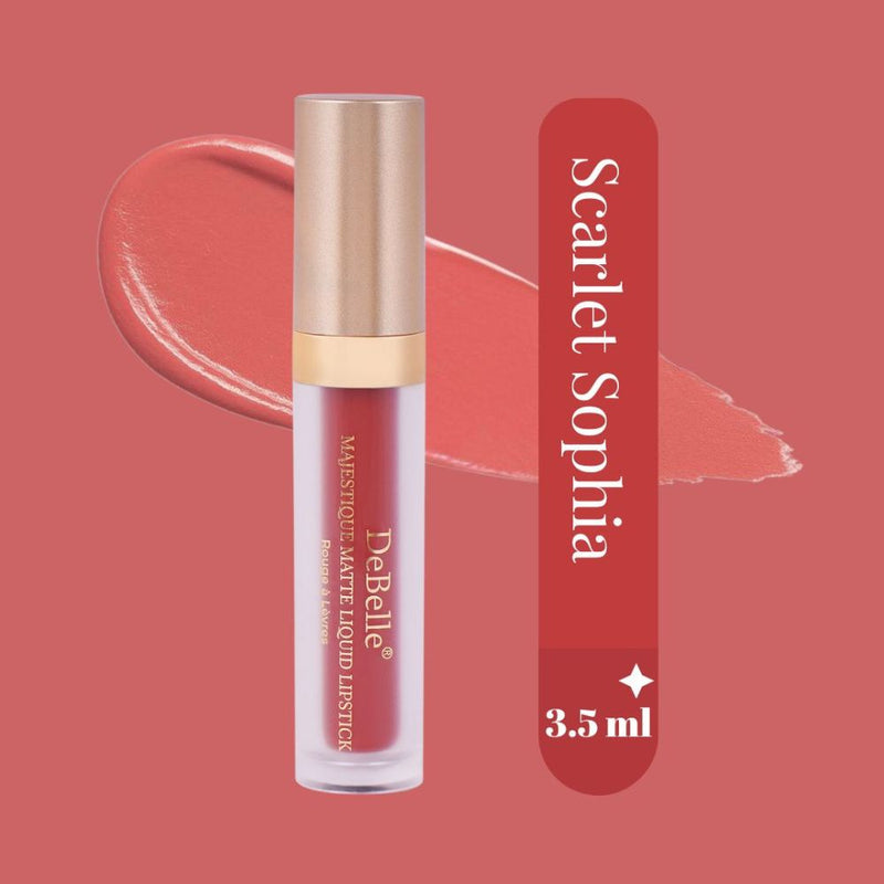 DeBelle Majestique Matte  Liquid Lipstick  Combo of 2 (Cinnamon Celine, Scarlet Sophia)