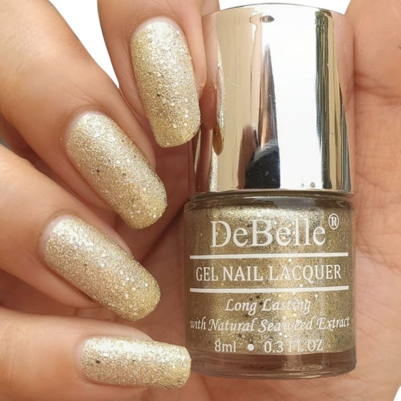 DeBelle Gel Nail Lacquer Sirius - (Gold With Silver Glitter Nail Polish), 8 ml