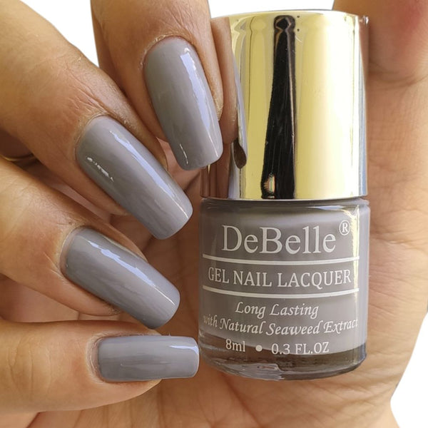 DeBelle Gel Nail Lacquer Sombre Grey - (Light Grey Nail Polish), 8ml
