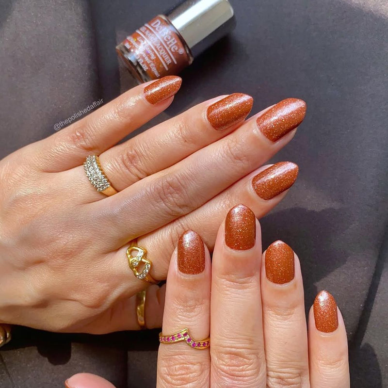 DeBelle Gel Nail Lacquer Starry Walnut (Glitter Dark Brown Nail Polish), 8ml